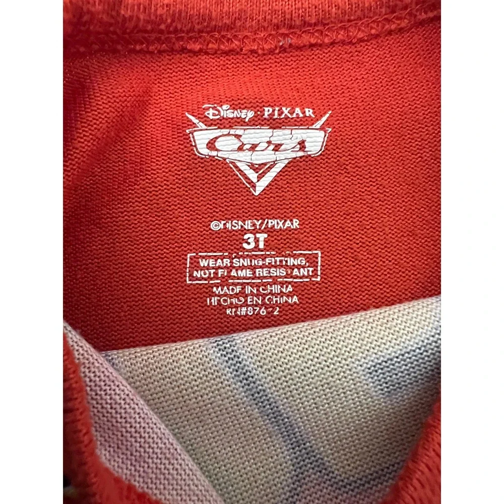 VTG Disney Pixar Pajama Set Toddler 3T Red Lightning McQueen 95 Racing Checkered